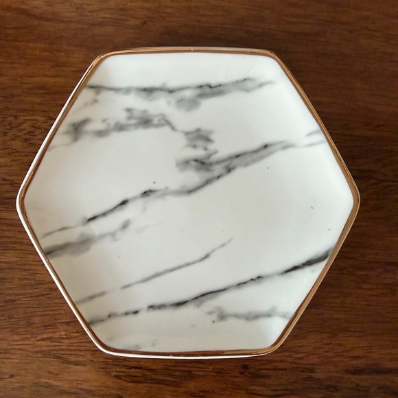 Pier 1 Jewelry - Pier 1 Hexagonal Marble Pattern Ring Trinket Tray Plate